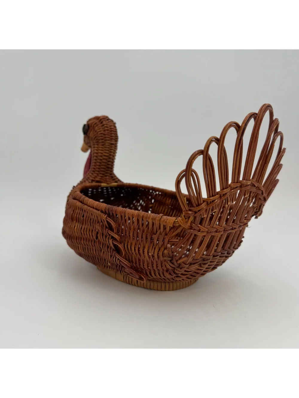Vintage Wicker Turkey Basket Thanksgiving Fall Decor